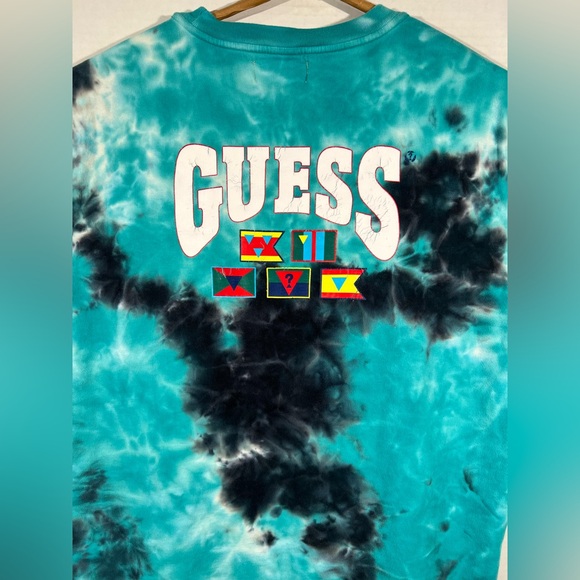 Y2K Guess Original Flag Tie Dye T-Shirt Large Streetwear Hip Hop Skateboarding - Picture 8 of 14